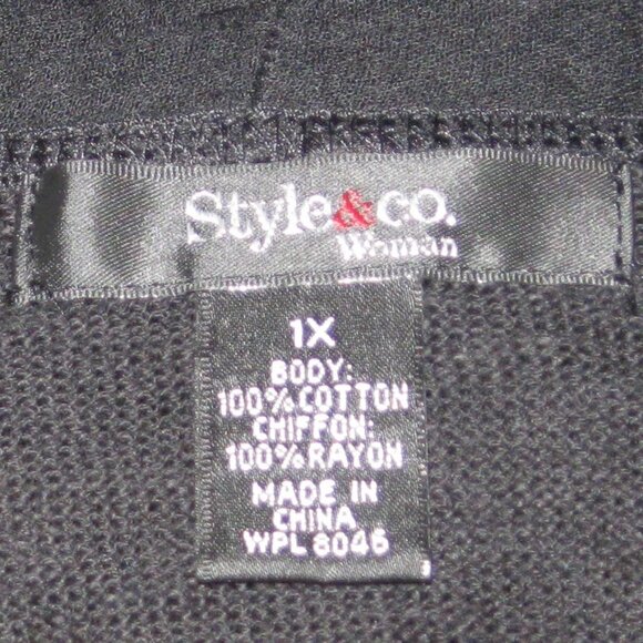 Style & Co Open Cardigan 1X Black NWT - Picture 5 of 5